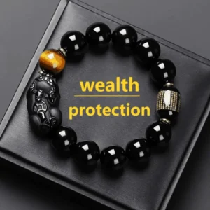 Obsidian Pixiu Bracelet for Wealth