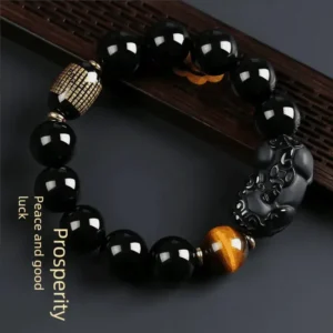 Obsidian Pixiu Bracelet for Wealth