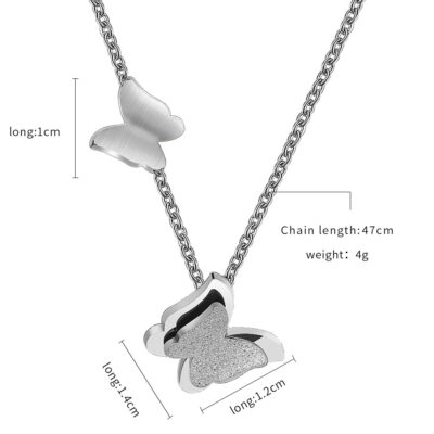 The Size Of Twin Butterfly Love Necklace