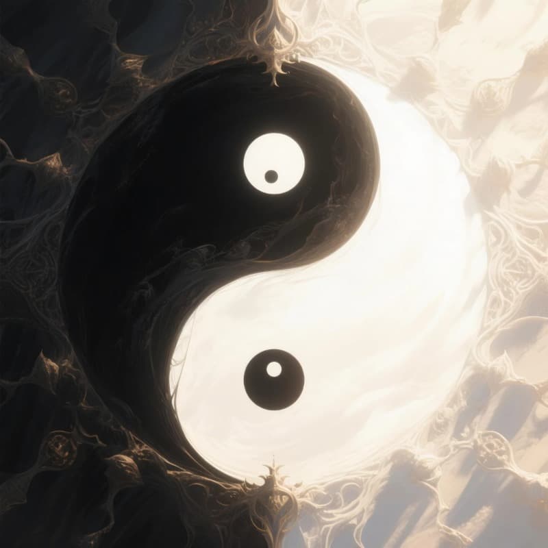 A picture depicting the white and black Yin-Yang symbol