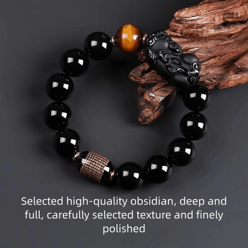 Wealth-Attracting Obsidian Pixiu Bracelet