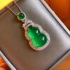 Green Chalcedony Gourd Feng Shui Necklace