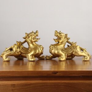 Brass Pixiu Feng Shui Statue for Wealth and Protection