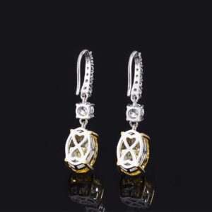 Feng Shui Oval Drop Earrings in S925 Silver with High-Carbon Diamonds