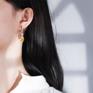 Feng Shui Oval Drop Earrings in S925 Silver with High-Carbon Diamonds