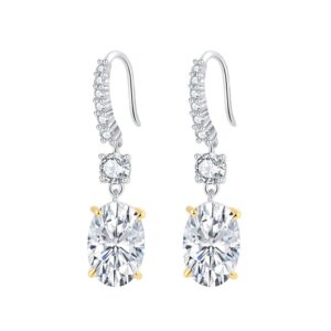 Feng Shui Oval Drop Earrings in S925 Silver with High-Carbon Diamonds